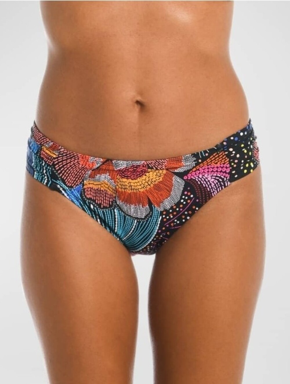 La Blanca Multicolor Floral Bikini Bottom - Black Base with Bright Accents